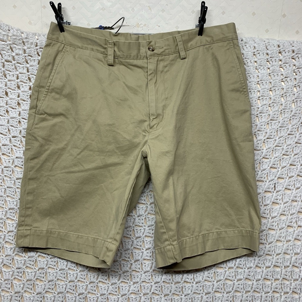 Polo Ralph Lauren Chino Shorts Men's 32 Beige Fit 9 Classic Fit Twill Flat Front